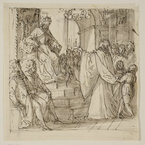 Ein Botschafter der Familie Barbarigo wird von einem König empfangen. Studie für ein Fresko in der Villa Barbarigo, Noventa Vicentina von Antonio Aliense