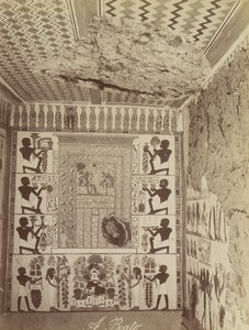 Grab von Nakht in Theben, Ansicht der bemalten Wand und Decke des Grabes