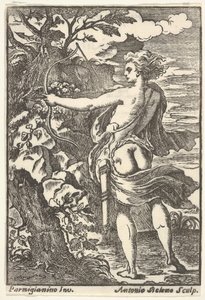 Callisto auf der Jagd mit gespanntem Bogen, nach Parmigianino, 1720-1740