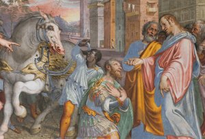 Apsis, Begegnung Jesu mit dem Zenturio Cornelio 1582-84, Detail