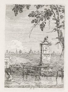 Ansichten: Das kleine Denkmal unter einem Baum von Antonio Canaletto