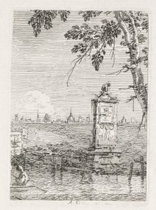 Ansichten: Das kleine Denkmal unter einem Baum, 1735-1746 von Giovanni Antonio Canal