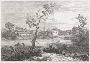Ansichten: Blick auf Burano, eine Stadt auf einer Insel in der venezianischen Lagune von Antonio Canaletto
