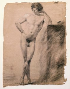 Studie eines männlichen Aktes, der sich auf einen Sockel stützt von Antonio Canova
