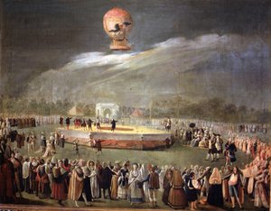 Ballonaufstieg in den Gärten von Aranjuez, ca. 1783 von Antonio Carnicero
