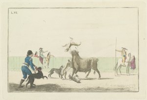 Tafel VI, aus der Serie Colección de las principales suertes de una corrida de toros (Sammlung der Hauptaktionen in einem Stierkampf) von Antonio Carnicero