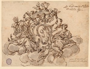 Entwurf für eine Deckenmalerei (?) mit dem Wappen von Kardinal Francesco Maria de
