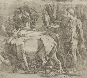 Kadmos pflügt das Feld, auf dem er die Drachenzähne gesät hat, 1540-45