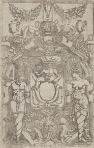 Ornament mit einem kleinen leeren Oval, 1540-45 von Antonio Fantuzzi