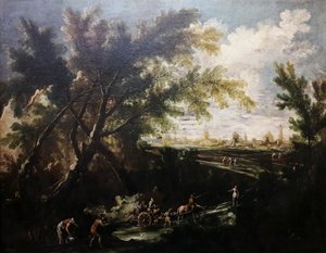 Landschaft mit einem Wasserträger von Antonio Francesco Peruzzini
