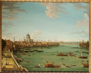 Die Themse von der Terrasse des Somerset House, Blick auf die Stadt, um 1745