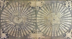 Gekrümmte Weltkarte in zwei Hemisphären
