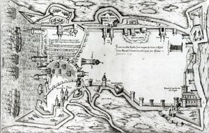 Karte, die La Rochelle zeigt, besetzt von den Hugenotten