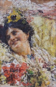 Kopf einer Frau und Blumen