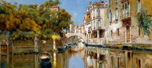 Kanal in Venedig im Sonnenschein von Antonio Maria de Reyna Manescau