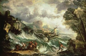 Meereslandschaft mit Schiffswrack, um 1700-07 von Antonio Marini