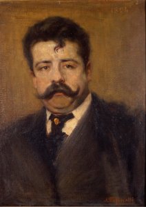 Porträt von Ruggero Leoncavallo. Italienischer Komponist (1858 - 1919) Gemälde von Antonio Pasinetti (1863-1940). von 1894. Museo della Scala in Mailand von Antonio Pasinetti