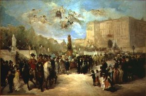 Die Überführung der Überreste von Pedro Calderon de la Barca (1600-81) zum Panteon de Hombres Ilustres von Antonio Perez Rubio
