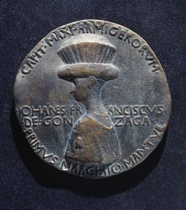 Bronzemedaille von Gianfrancesco Gonzaga (1395-1444), Vorderseite, entworfen von Antonio di Puccio Pisano, bekannt als Pisanello (ca. 1395-1455), Durchmesser 10,20 cm von Antonio Pisanello