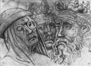 Köpfe von drei Männern, aus dem Vallardi-Album von Antonio Pisanello