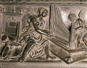 Musik, Detail (vom Grabmal Sixtus IV) von Antonio Pollaiuolo