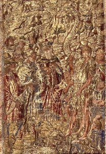 Johannes der Täufer vor den Hohepriestern und Leviten, Wandteppich mit Szenen aus dem Leben des Heiligen von Antonio Pollaiuolo
