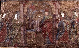 Die Verkündigung an Zacharias, Wandteppich, der Szenen aus dem Leben von St. Johannes dem Täufer darstellt