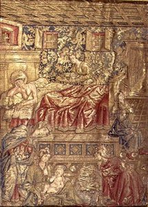 Die Geburt von Johannes dem Täufer, Wandteppich mit Szenen aus dem Leben des Heiligen von Antonio Pollaiuolo