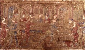 Die Verurteilung des Herodes, Wandteppich mit Szenen aus dem Leben des Heiligen von Antonio Pollaiuolo
