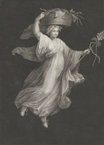 Eine Bacchantin trägt einen großen Korb auf dem Kopf und hält einen Stab in ihrer linken Hand, ca. 1795-ca. 1820