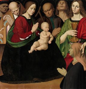 Die Heilige Familie mit vier Heiligen und einer weiblichen Stifterin, ca. 1510