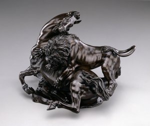 Löwe greift Pferd an, ca. 1580/90 von Antonio Susini
