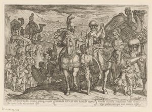 Abraham bringt Lot und seine Familie in sein eigenes Land. Alttestamentliche Kampfszenen