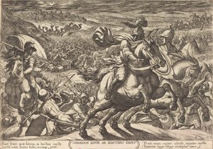 Abraham vertreibt die Feinde, die seinen Neffen gefangen halten