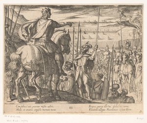Alexander der Große instruiert die makedonischen Soldaten