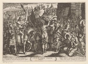 David kehrt triumphierend mit dem Kopf von Goliath zurück von Antonio Tempesta