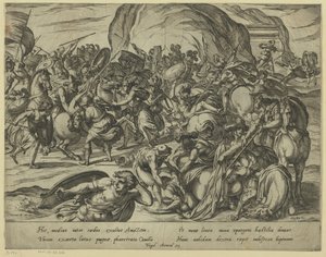Der Tod von Camillus im Kampf zwischen Griechen und Römern von Antonio Tempesta