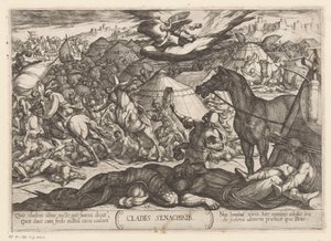 Der Todesengel besiegt die Armee von Sanherib von Antonio Tempesta