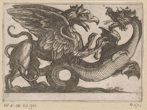 Drache und Greif im Kampf