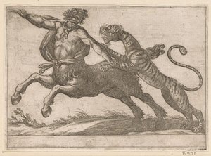 Ein Tiger kämpft mit einem Zentauren von Antonio Tempesta