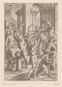 Folter mit Schwert, Speer und Pfeil und Bogen (Martyrien der christlichen Märtyrer) von Antonio Tempesta