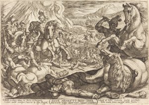 Josua lässt die Streitwagen verbrennen und schneidet seinen Feinden die Beine ab von Antonio Tempesta