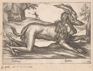 Monströses Wesen (Satirus / Satiro, Tiere und Fabelwesen, Nova raccolta de li animali piu curiosi del mondo) von Antonio Tempesta