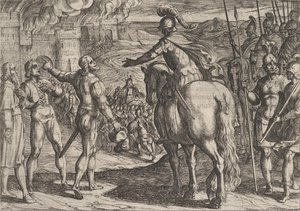 Tafel 34: Die Römer brennen das niederländische Land nieder, aus Der Krieg der Römer gegen die..., 1611 von Antonio Tempesta