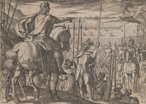 Tafel 3: Alexander unterrichtet seine Soldaten, aus Die Taten Alexanders des Großen, 1608
