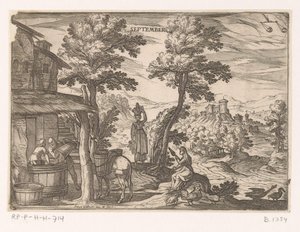 September: Weinherstellung (Waage) von Antonio Tempesta