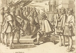 Spanischer Herzog vor Margarete von Österreich von Antonio Tempesta