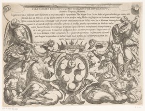 Titelblatt mit Widmung an und Wappen von Cosimo II. de