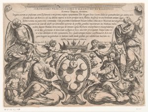 Titelblatt mit Widmung an und Wappen von Cosimo II de
