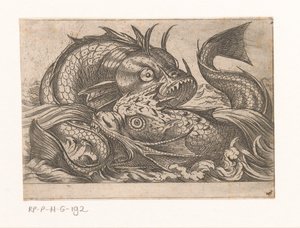 Zwei kämpfende Fische von Antonio Tempesta